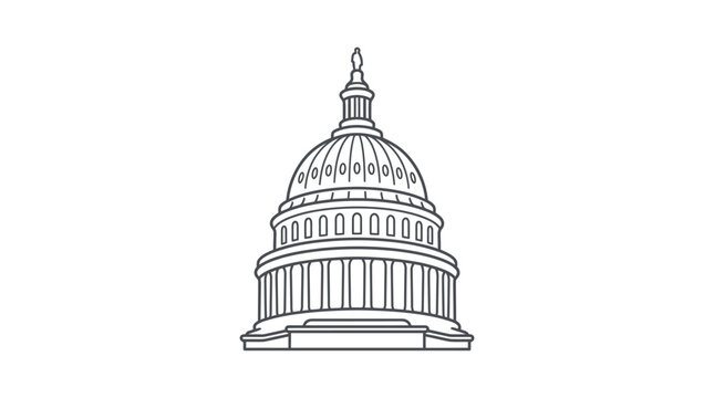 Minimalist line art illustration of the United States Capitol building dome.