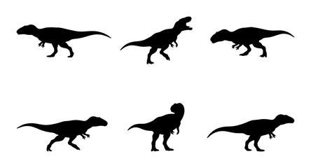 Dinosaur Silhouettes Collection, Prehistoric Reptile Vector Icons, Jurassic Era Animal Graphics © Tanjil