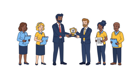 Obraz premium Business Award Ceremony and Employee Recognition Illustration with Diverse Corporate Team