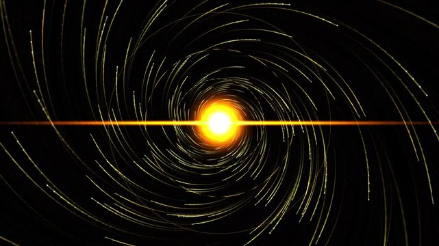 Abstract golden light streaks swirl into a bright luminous core creating a dynamic vortex effect