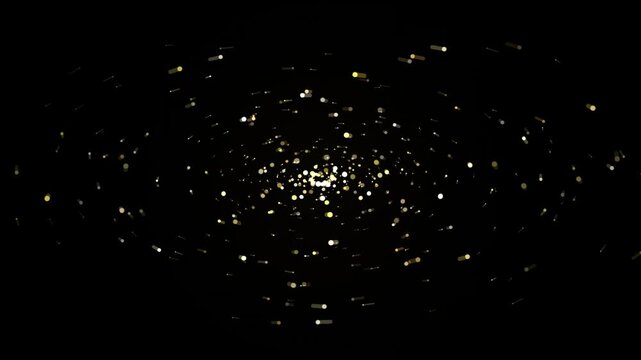 Golden particles swirling in dark space abstract background motion festive celebration overlay
