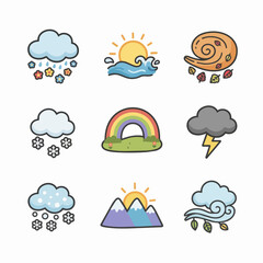Obraz premium Colorful Weather and Nature Icons Collection.