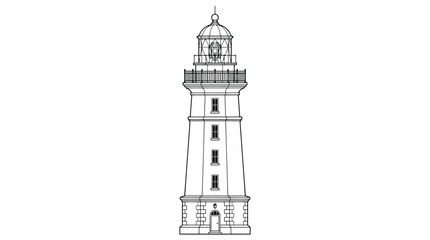Obraz premium Classic lighthouse illustration on white background