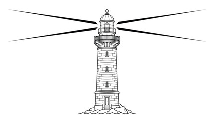 Obraz premium Lighthouse illustration with helicopter blades