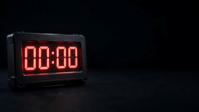 Red Digital Timer Displaying Zero Zero On Dark Background
