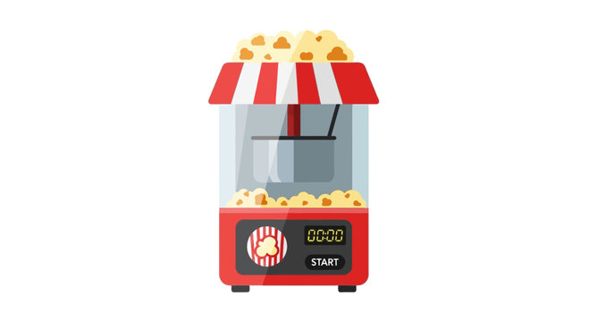 Retro Red Popcorn Machine Maker Vector Illustration Isolated on White Background for Cinema and Carnival Design
