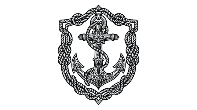 Vintage shield emblem with anchor and cross symbol
