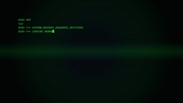 Old computer terminal. Retro green command line terminal interface with blinking cursor