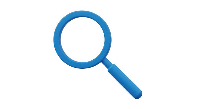 Blue search magnifying glass icon isolated on transparent background