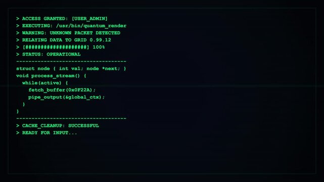 Old computer terminal. Retro green text computer terminal system boot sequence display