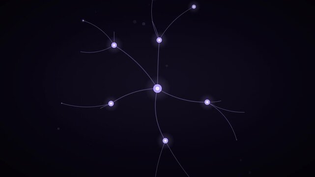 Abstract purple neural connections growing outwards with glowing violet nodes