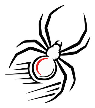 Black widow spider macro close up line art icon isol.... Generative AI