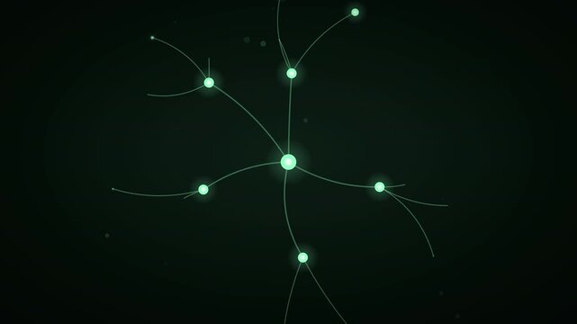 Expanding green neural network animation with glowing branching nodes on dark background