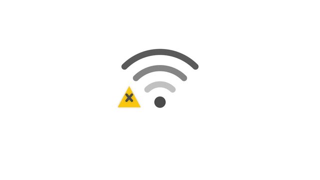 No wi-fi signal. Disconnected Wi-Fi signal icon with yellow warning symbol