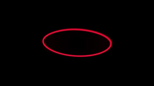 Marker highlight stroke. Red neon oval circle highlight stroke on black background