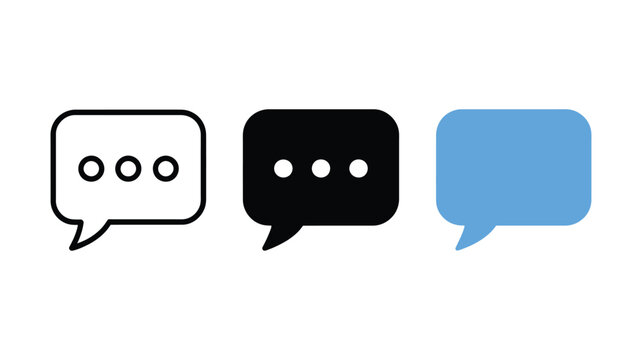 Rounded three dots speech bubble icon for messaging, typing, online conversation, chat notifications, communication, and digital interface design
