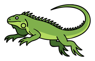 Fototapeta premium Green iguana jumping in mid-air isolated on white ba.... Generative AI