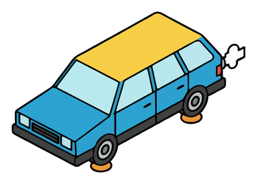 Isometric Futuristic Station Wagon Car Vector Illust.... Generative AI