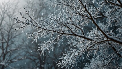 Obraz premium Modern design featuring tree with snow on it branches - Generative AI