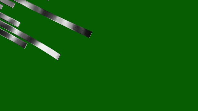 Futuristic 3d silver metallic strip motion loop for dynamic tech presentation overlay on green screen, high end luxury video background, for sleek technology and modern corporate video backdrop