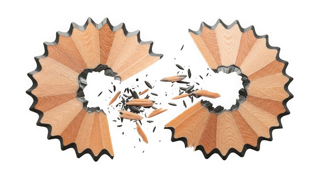 Broken pencil with shavings and sharp point isolated on transparent background