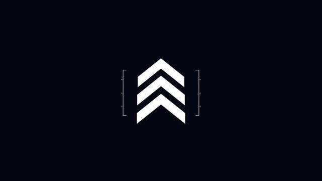 Dynamic swipe up. White swipe up chevron arrows on black background
