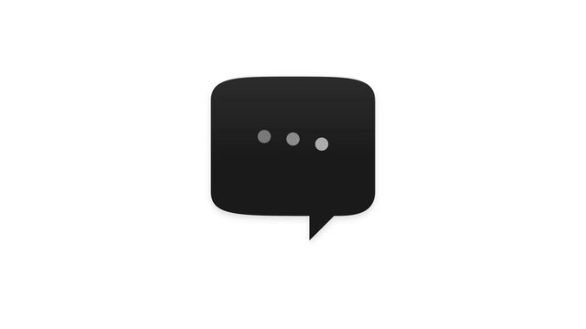 Dynamic text bubble. Black speech bubble icon with ellipsis dots on white background