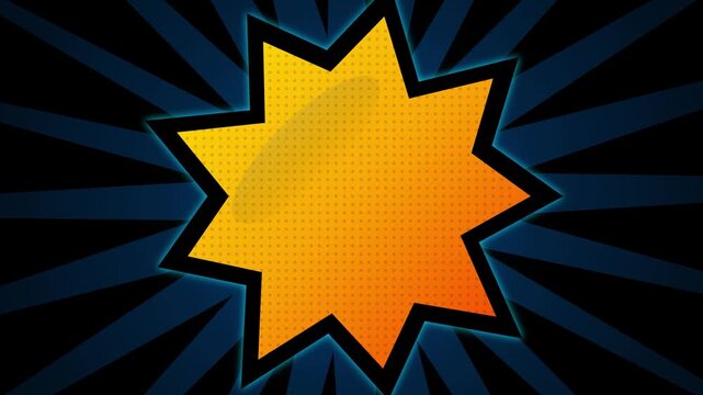 Dynamic text bubble. Comic book starburst bubble on blue radial background