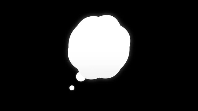Dynamic text bubble. White glowing thought bubble isolated on black background