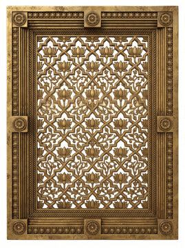 Tall Carved Lotus Lattice Panel with Repeating Floral Openwork and Ornamental Architectural Frame