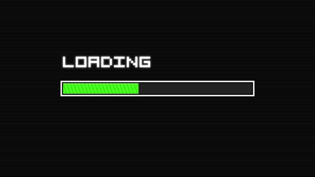 loading 8 bit retro. Retro 8-bit style loading screen with green progress bar