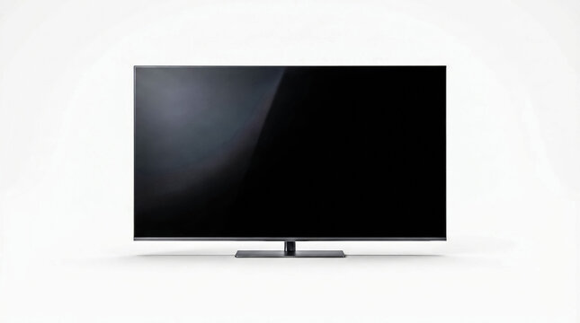Modern flat screen television with black blank display isolated on white background