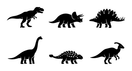 Dinosaur Silhouettes Collection: Prehistoric Creatures Vector Set for Kids and Education © Nidhi