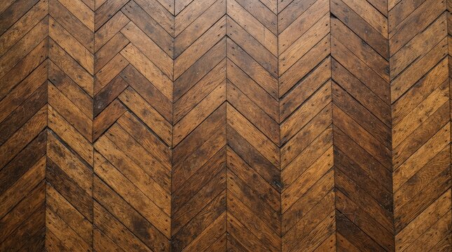 Seamless full frame antique wood parquet chevron pattern background