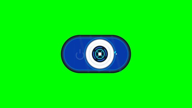Futuristic Toggle Switch Animation Moving on Green Screen Background