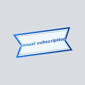 Annual subscription blue ribbon banner label icon