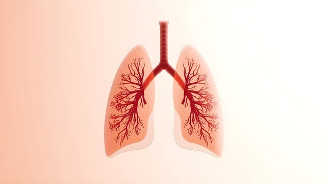 Human respiratory system lungs displaying inner bronchial tree and alveoli clusters glowing against plain white backdrop showing internal breathing organ anatomy structures