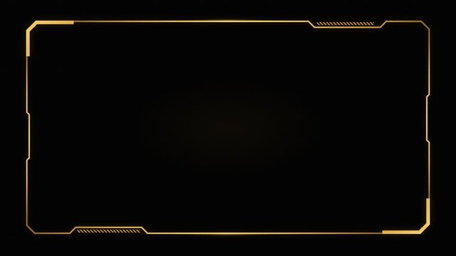 Glowing Gold Rectangular Frame For Digital Displays And Technology Interfaces Featuring Interconnected Lines With Geometric Patterns For Professional Communication Projects Focused On Futuristic