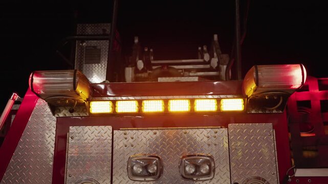 Fire Engine Rear With Alternating Red and Amber Emergency Lights
