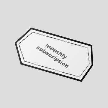 Monthly subscription label icon with black border frame for business and marketing design