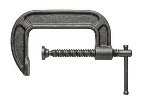 heavy duty metal g clamp carpentry holding fixture hand tool isolated on transparent background
