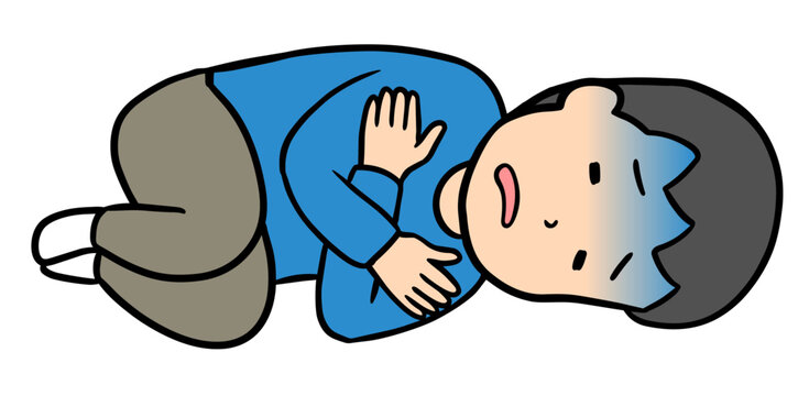 体調不良で横になり顔が青ざめている男性