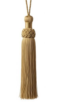 Decorative gold curtain tassel tieback isolated on white background for interior
