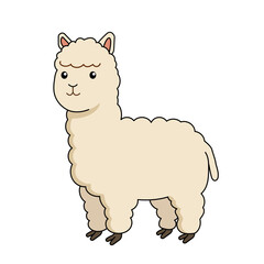 Naklejka premium Fluffy alpaca character design for kids books and stickers