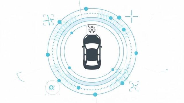 Futuristic 360 Degree Automotive Camera System Animated Vector Icon