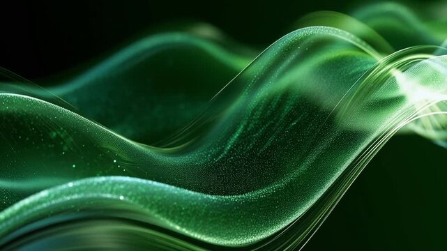 Abstract Green Wave With Sparkles and Flowing Motion for Background Design