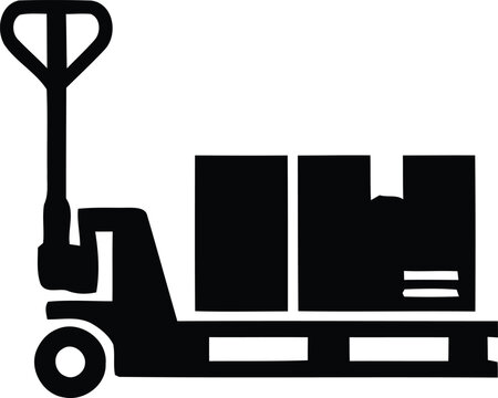 Hand Pallet Truck Black Silhouette Icon for Warehouse Material Handling