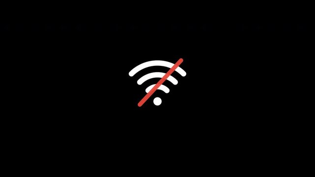 No wifi signal icon animation, no internet connected router wifi network, disconnected internet symbol on transparent background