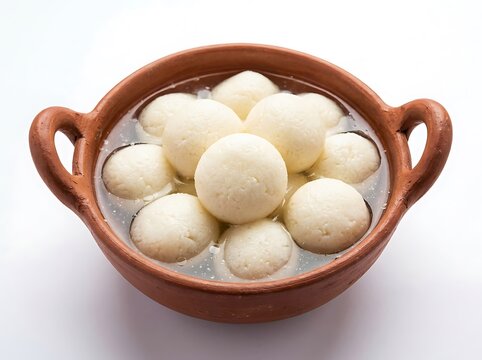 Bowl of rasgulla isolated on white background