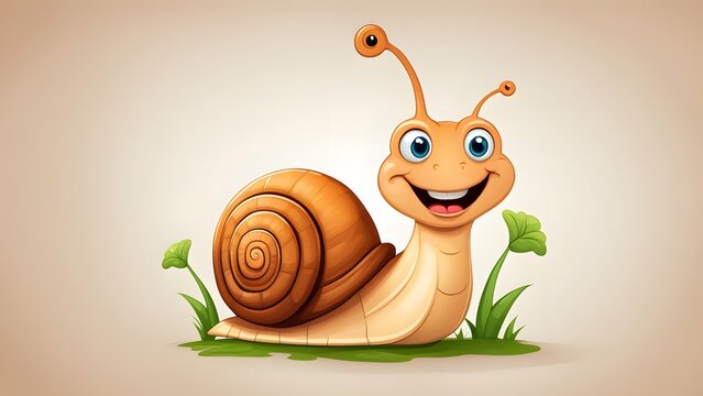 Cute happy snail cartoon illustration